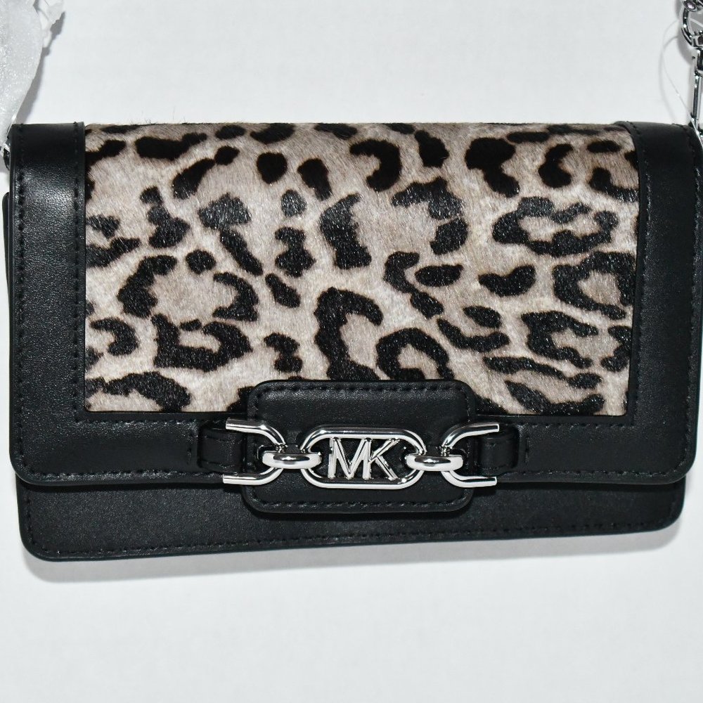 Michael Kors Heather Leopard Hair Calf Leather SM Chain Crossbody #32F2S7HC1H